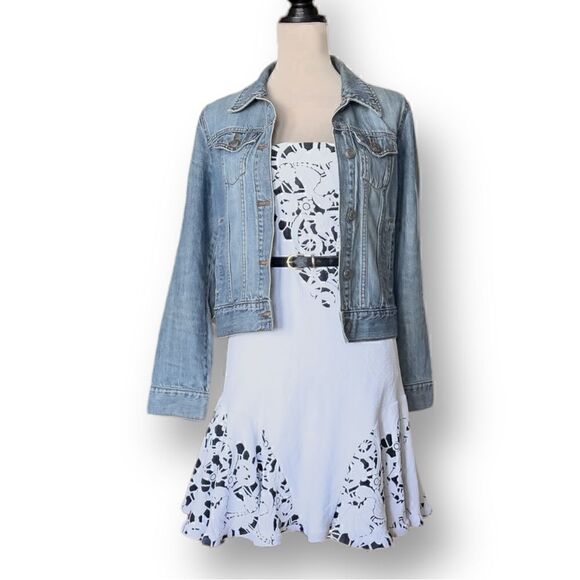 Alexis Black and White Floral Lace Strapless Mini Dress, Size Medium - Picture 9 of 14